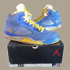 Air Jordan 5 Retro Laney Reverse Men’s Size 13 CD2720-400 Blue Yellow W/ Box